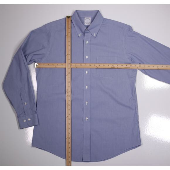 Brooks Brothers Regent Blue White Check Non-Iron Dress Shirt 16-34/35 - Picture 4 of 7